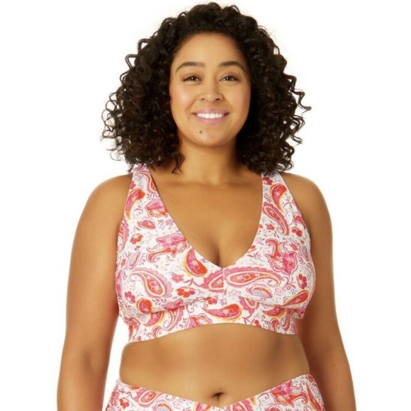 TIME & TRU Womens Plus 3X 24W-26W Paint Me Paisley Plunge Bikini TOP NWT - Picture 3 of 5